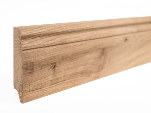 Plinthes Chêne Rustique 20x90 brut 1,5-2,5m Profil Hamburger, nœuds NON rebouchés
